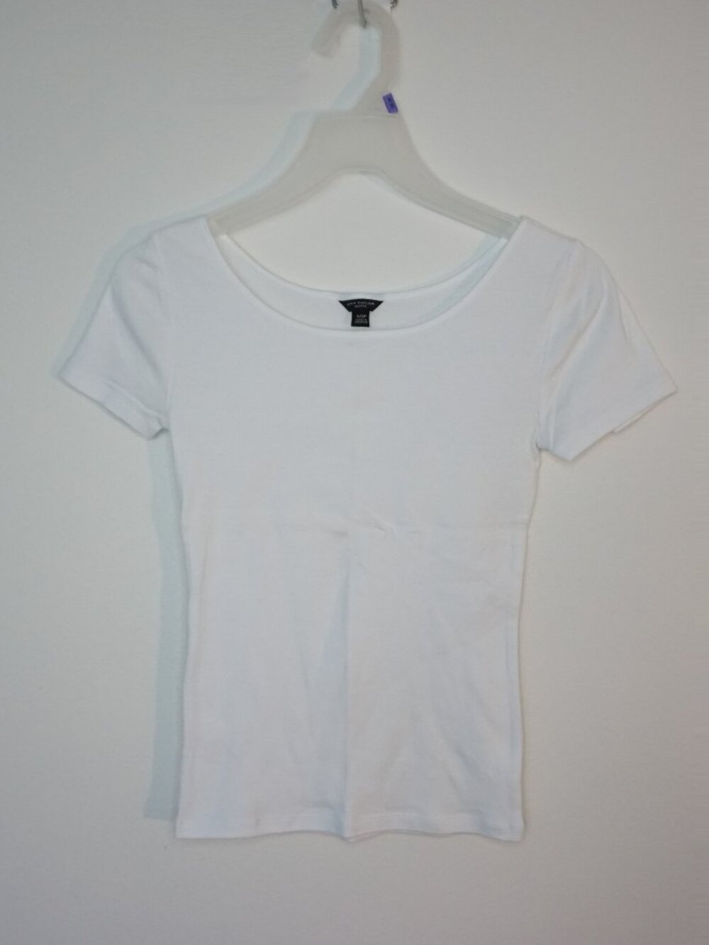 Ann Taylor Petite White 100% Cotton Scoop Neck Tee Size XSP NWOT